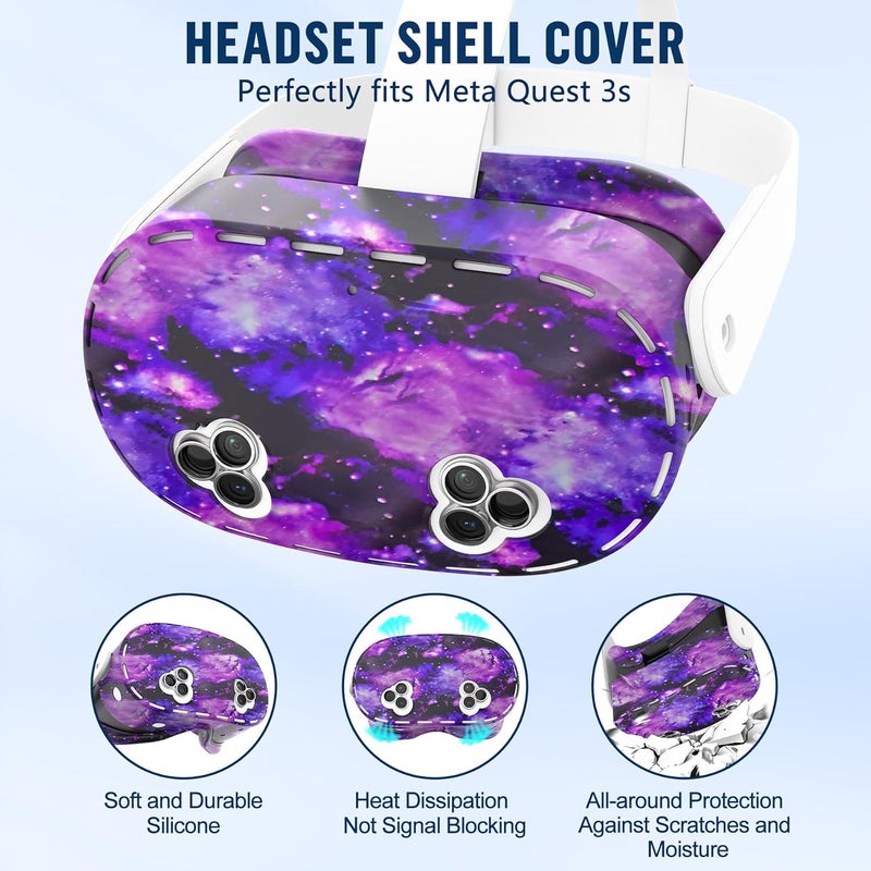 ms cleo Silicone Cover Set Compatible with Meta/Oculus Quest 3s Accessories, Silicone Face Cover, Controller Grip Cover, Camera Lens Protector, VR Shell Cover, Protective Lens Cover, Not Fit Quest 3 - Image 2
